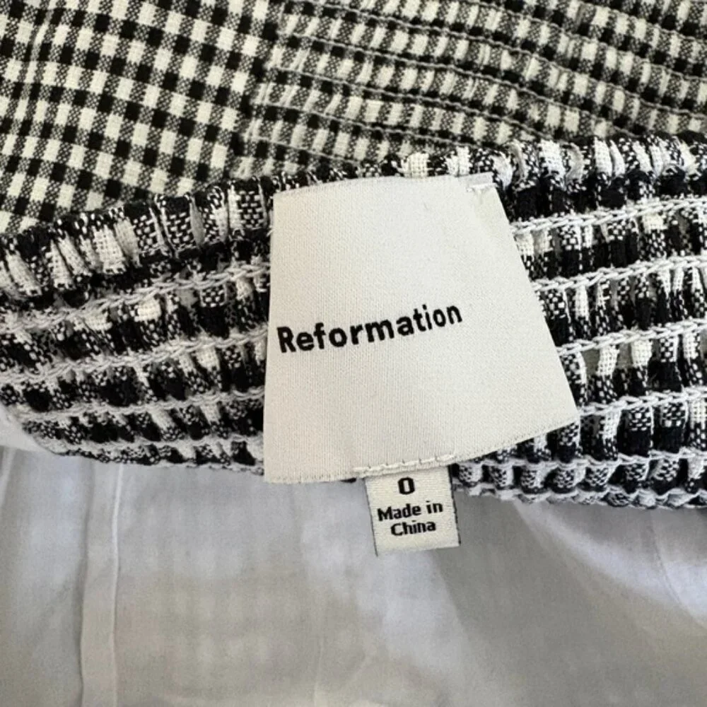 NEW Reformation Hattie Linen Top in Black and White Remy Check | size US 0 - Picture 10 of 13